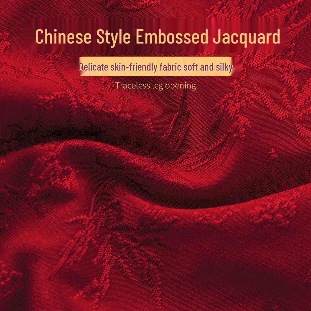 Mizhai Women's High-Waisted Tummy Control Silk Underwear, Chinese Style, Plus Size, Antibacterial Mulberry Silk Crotch