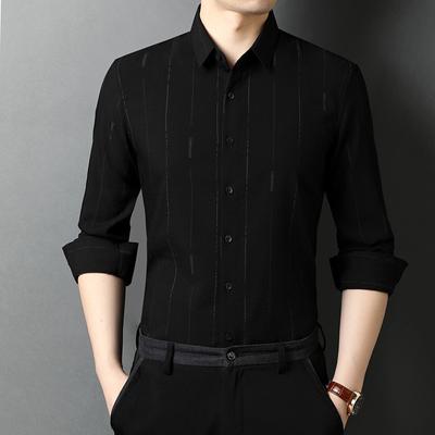 Camicia in velluto da uomo Primavera, autunno e inverno Nuova camicia a righe da pollice Camicia cardigan ispessita a maniche lunghe da uomo di mezza età