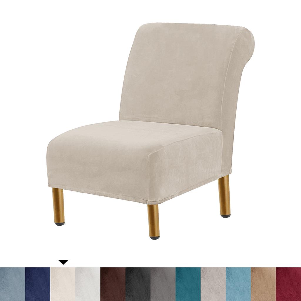 Stuhlhussen mit Samt-Akzenten, hochelastische Stuhlhussen ohne Armlehnen für das Wohnzimmer, dicker Stuhlbezug aus Samt, moderner Möbelschutz, maschinenwaschbar