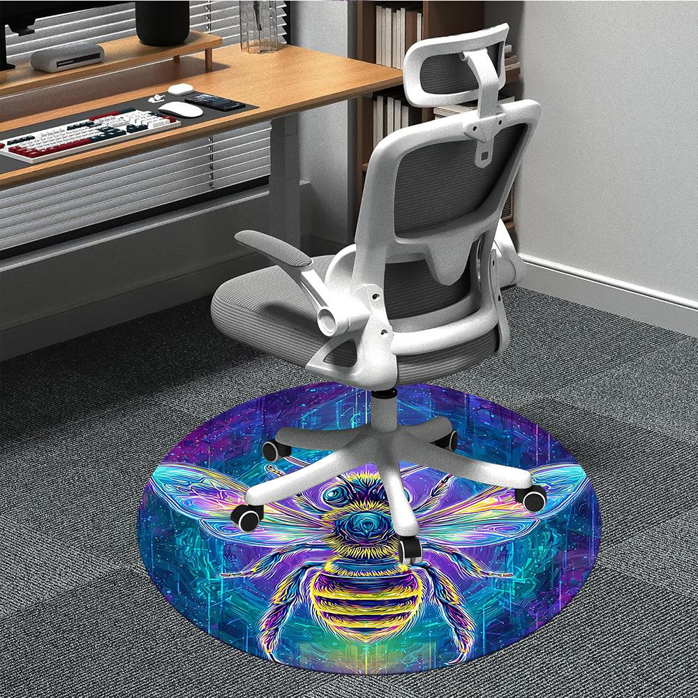 

1pc Psychedelic Bee Chair Carpet for Office Non-Slip, Machine Washable Rug for Office - Holiday DecorMachine Made yy251029034 80cm by 80cm