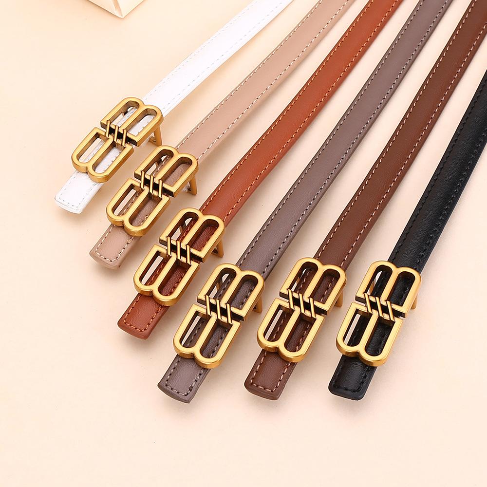 Paris Home Belt Women'S Leather Dress Belt Thin Belt Women'S High-End Dense