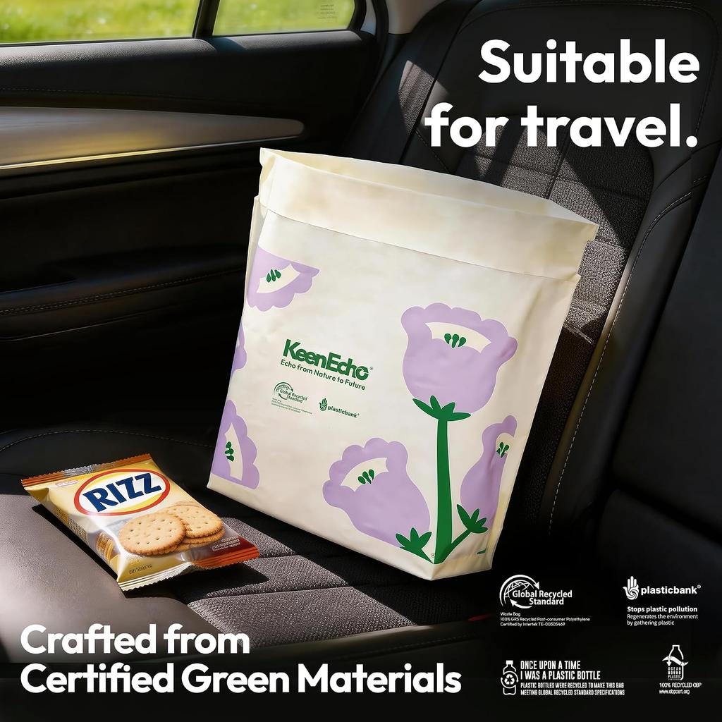 Disposable Car Garbage Bin Bags, Vomit Trash Bags Made with Recycled HDPE for Boat, Plane, Travel, Camping, Bedroom, Study Room, Office and Car, 20
