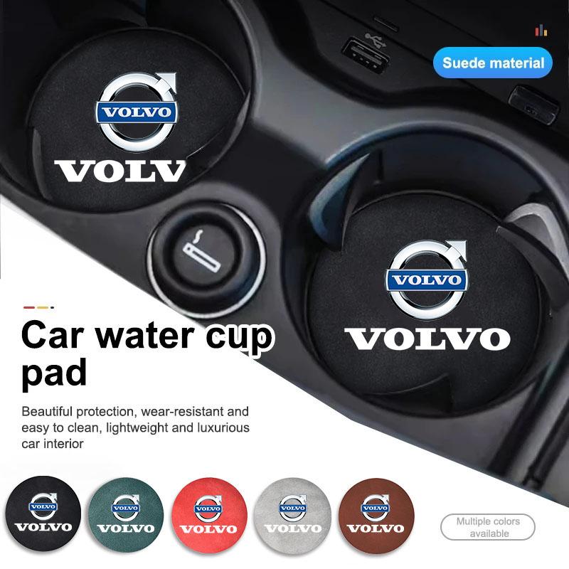 2 Stück Wildleder Auto-Getränkeuntersetzer Rutschfeste Wasserbecher-Matte Flaschenhalter-Pad Für Volvo ES90 EC40 EX40 EM90 XC90 V90 V60 XC60 V40 S80 S60 S90