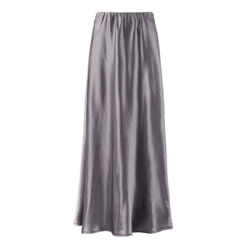 

Summer purple acetic acid satin pendant streamer long dress fishtail skirt skirt skirt women L фіолетовий