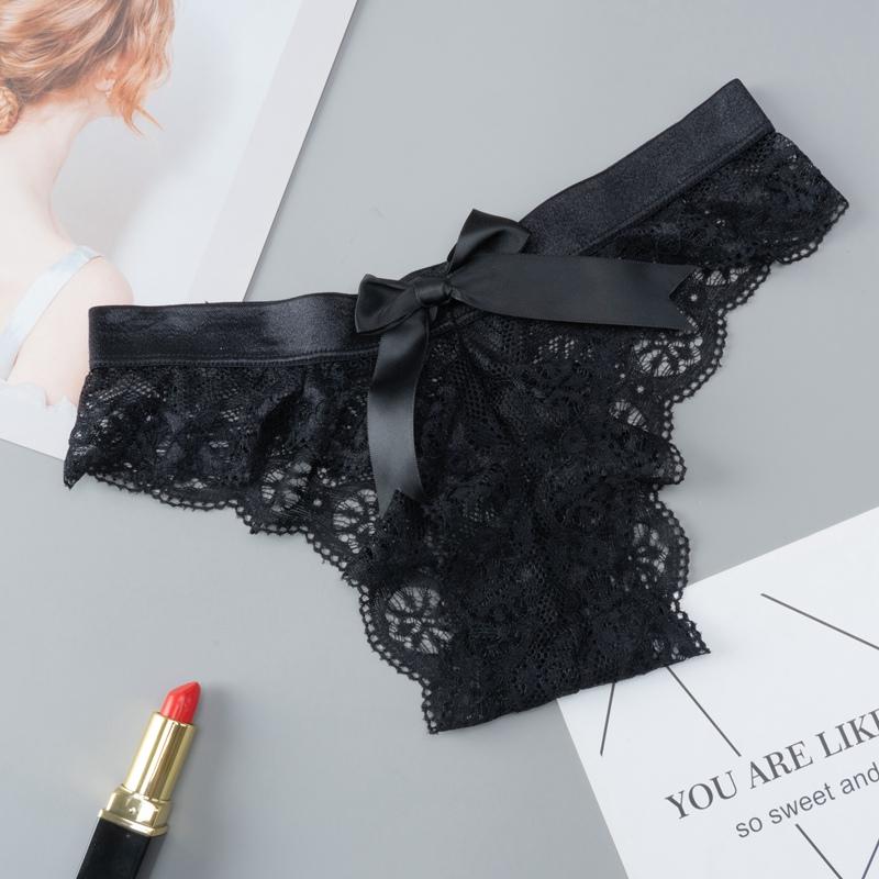 Lady Amazing Lingerie Lace G String Underwear Female T-back Sexy Fashion Thong Ladies Back Bow Transparent Panties