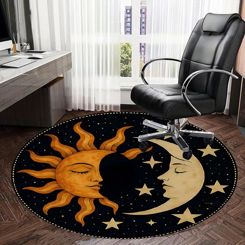 1pc Office Carpet Chair Mats Sun Moon Stars Celestial Perfect for Decorating Office Chairs, Living Rooms, Or Bedrooms.YDT101