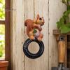 Waterproof Balcony Hanging Decor Squirrel On Tire Outdoor Ornament, Realistic Resin Figurine for Whimsical Tree Decoration Garden Patio Decoration,