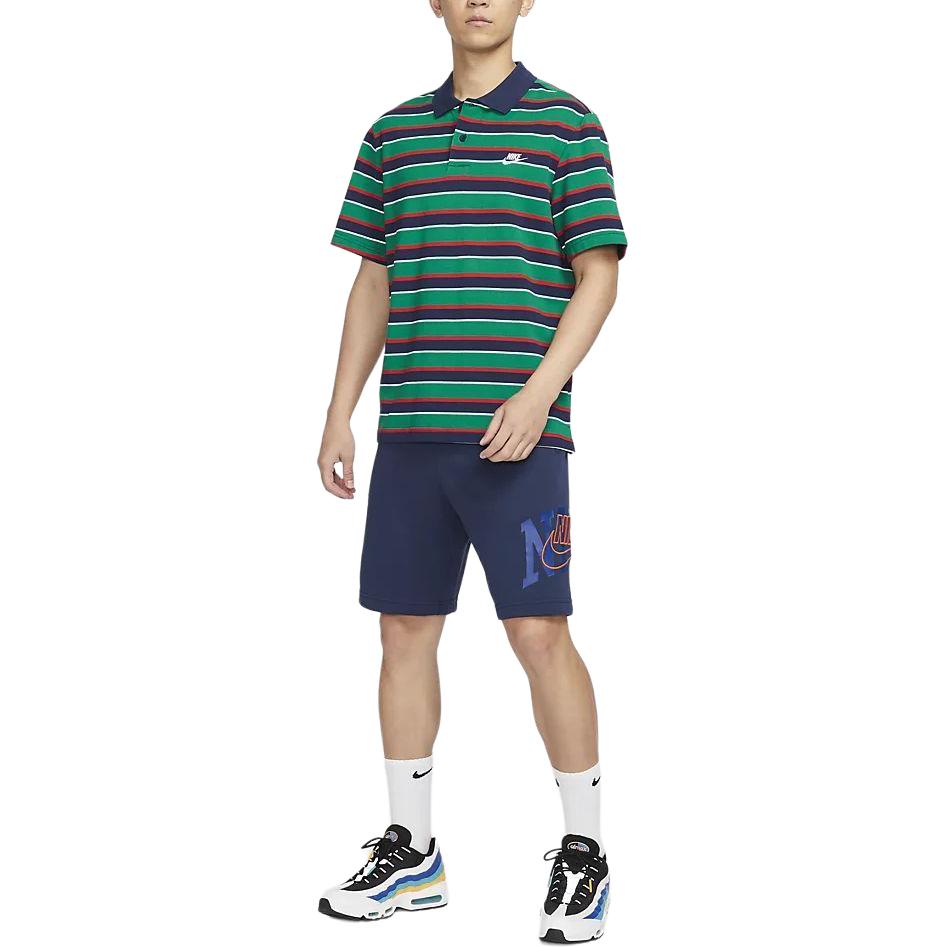 Nike Club Retro Stripe Breathable Casual Polo Shirt Men tops Deep-Navy FN3897410