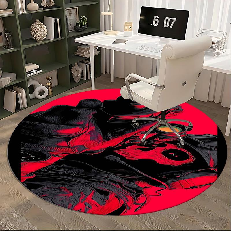 1.Call of Duty: Ghosts Chair mat Round Rug-Office carpet, Machine Washable, Non-slip, Suitable for Living Rooms, Bedrooms
