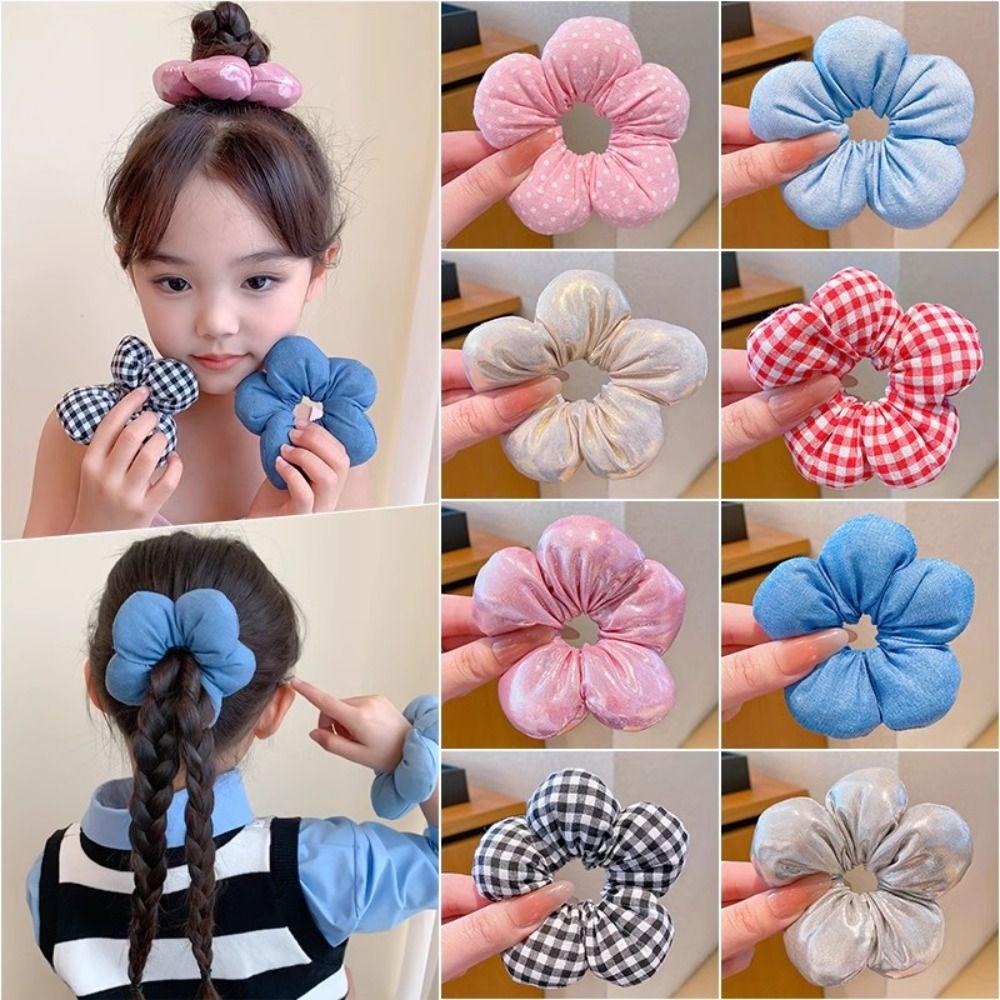 Cotton Filled Large Hair Scrunchies Sponge Elastic Hair Rope Children's Flower Scrunchies  Daily