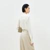 LESS 2025 Spring Loose-Fit Long Sleeve Stand-Collar Silk Blend Shirt