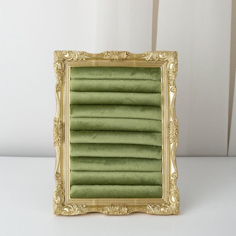 Suporte de Exibição de Joias Veludado Estilo Porta-Retrato Vintage Para Anéis Brincos e Pequenos Acessórios Com Múltiplas Opções de Cor