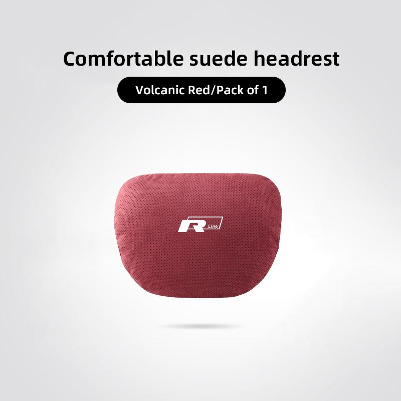 Car Suede Headrest Seat Neck Pillow Head Support For VW Tiguan Arteon Taigo Caddy CC e-up Golf Polo Passat Jetta Amarok Hub Cap