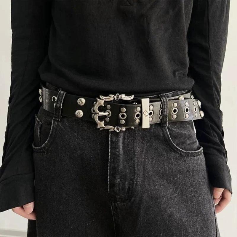 Retro Men'S Belt Bohemian Style  Personalized Belt For Men Women Punk Rock Y2K Belts - For Jeans, Dresses & Casual Wear