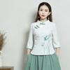 Retro Ethnische Bestickte Baumwoll-Leinen Tang-Anzug: Zweiteiliges Cheongsam Zen Tee Outfit