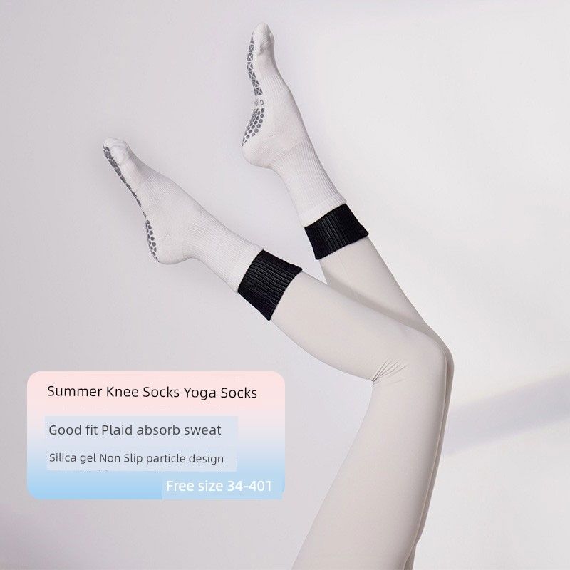 

Yoga Socks Summer Knee Socks Pilates Non-Slip Socks Professional Female Toe Socks Training Sports Non-Slip Socks Toe Socks [Double color black and white] 1 pair