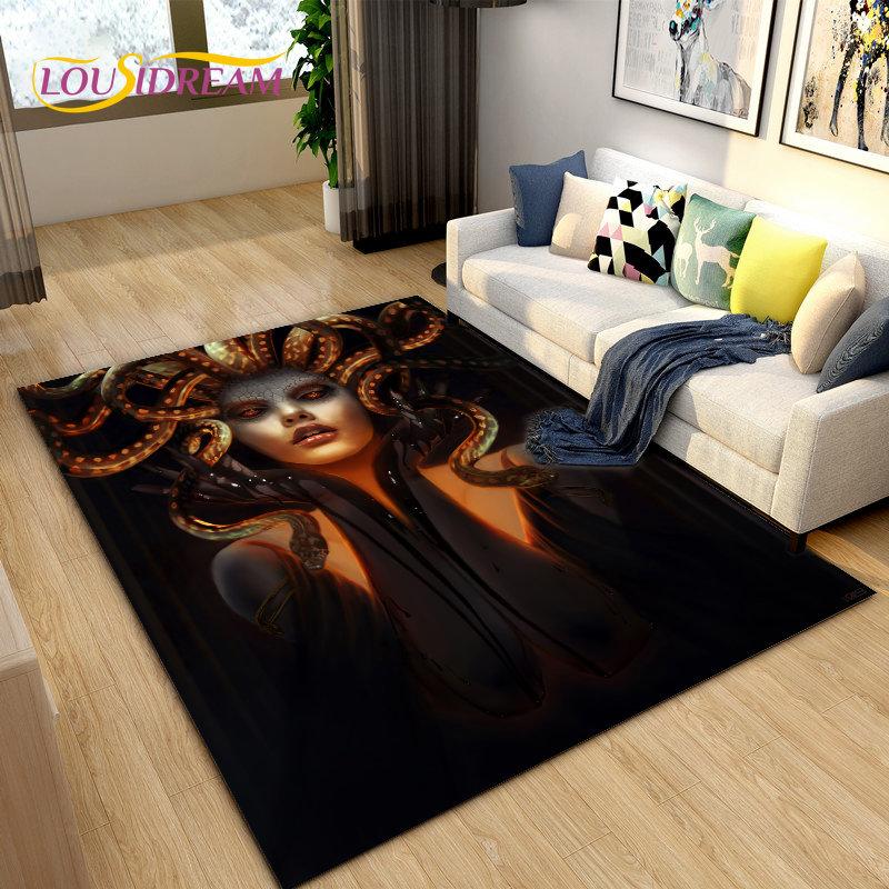 3D Medusa Snake Gorgon Area Rug Large,Carpet Rug for Living Room Bedroom Sofa Doormat Decoration,kids Play Non-slip Floor Mat