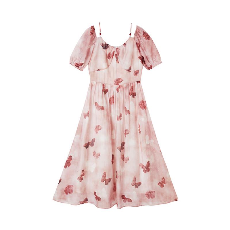 Xiangying Floral V-Neck Midi Dress