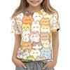Kids Animal Print Crew Neck Short Sleeve Casual Loose Fit T Shirt Soft Lightweight Top for Boys and Girls Summer Wear
