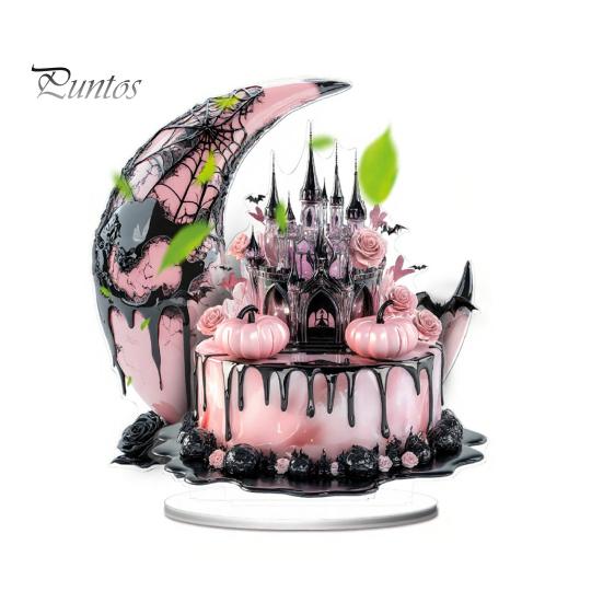 Cute Witchy Desk Accessories Halloween Dark Style Table Decorations, Acrylic Pink And Black Gothic Centerpiece, Fashionable Store Window Ornaments