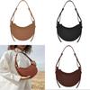Solid Color Crescent Shaped Shoulder Bag Pu Leather Womens Crossbody Purse For Daily Use