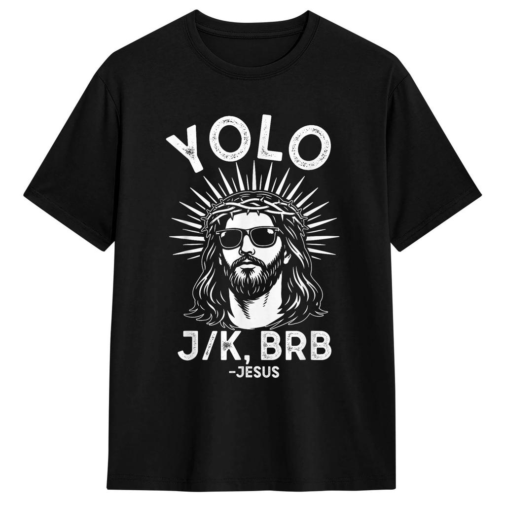 Casual TShirt Summer Easter Yolo Jk BRB Jesus Trendy Cool T Shirts Cotton Tshirt for Unisex YK Retro Short Sleeve Top Tees