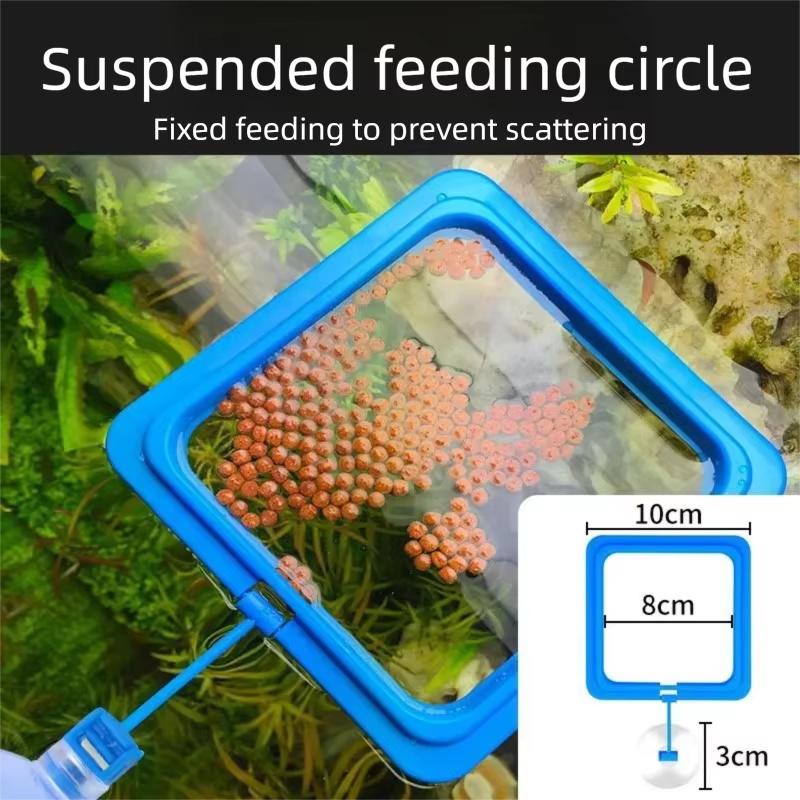 Fish Tank Folding Tray Aquarium Fish Feeding Ring Fish Tank Heart Floating Station Food Tray Square Feeder with Suction Cup