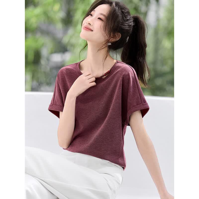 New Chinese Style Beaded T-shirt M