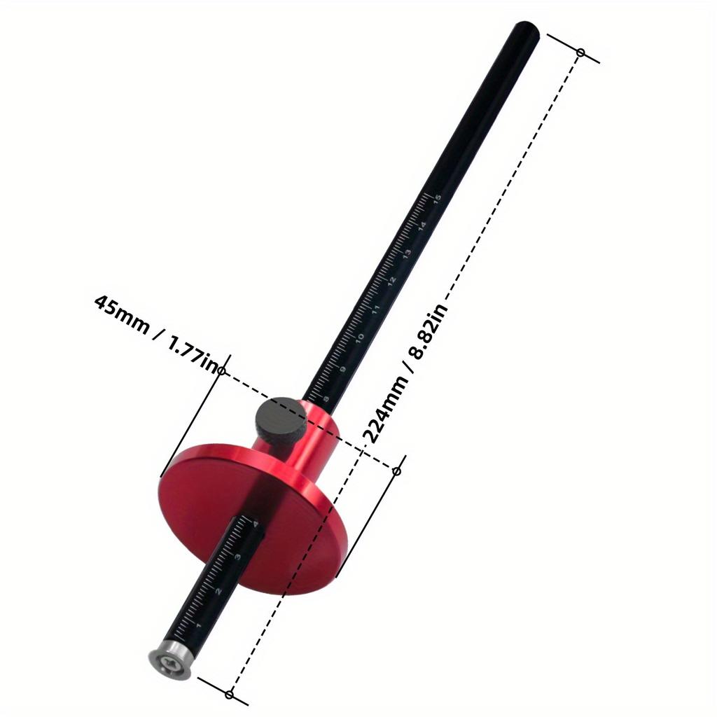 Double Head Wheel Marking Gauge - Aluminum Parallel Line Drawing Tool with Graduated Inch & MM Scale for Woodworking