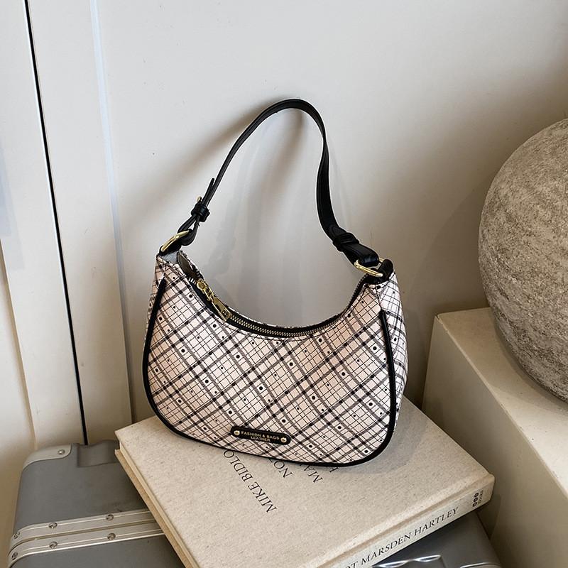 IELGY Ladies Underarm Bag Plaid Fashion Contrast Color All-Match Shoulder Bag