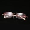 Diamond Cutting Reading Eyeglasses Alloy Rimless Women Pink Gradient Reading Glasses Woman Rhinestone Metal Anti Blue +3.0