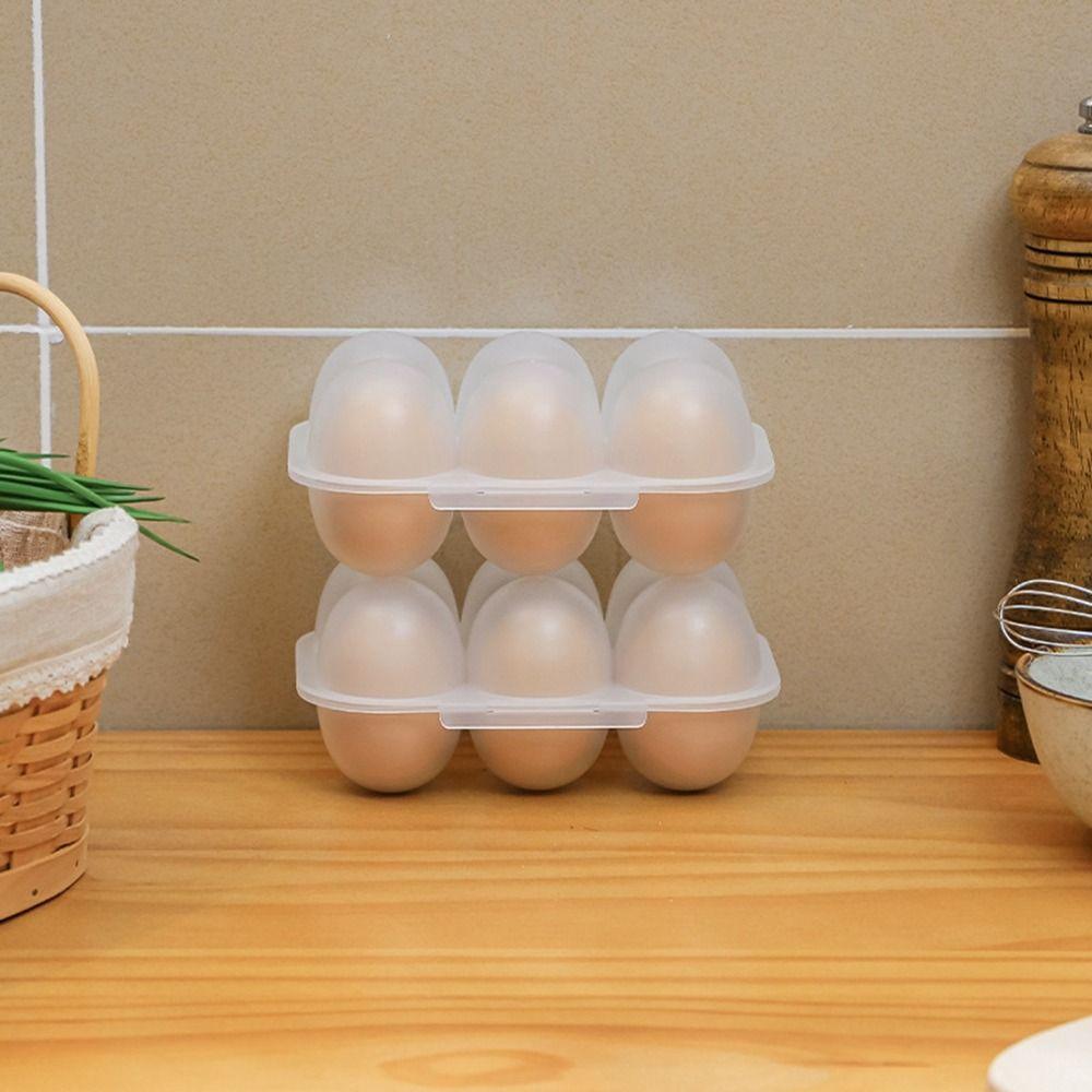 Plastic Egg Storage Box Transparent Eggs Carriers Portable 6 Grids Eggs Holder  Home