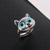 Cute Silver Color Alloy Cat Ring Fashionable Cat Eye Opening Adjustable Ring For Women Trendy Jewelry Accessories Gift