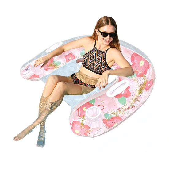 U-Shaped Inflatable Pool Float for Adults Blow-Up Floating Lounge Chair with Drink Holder Swimming Pool Party Beach Lake Size#M