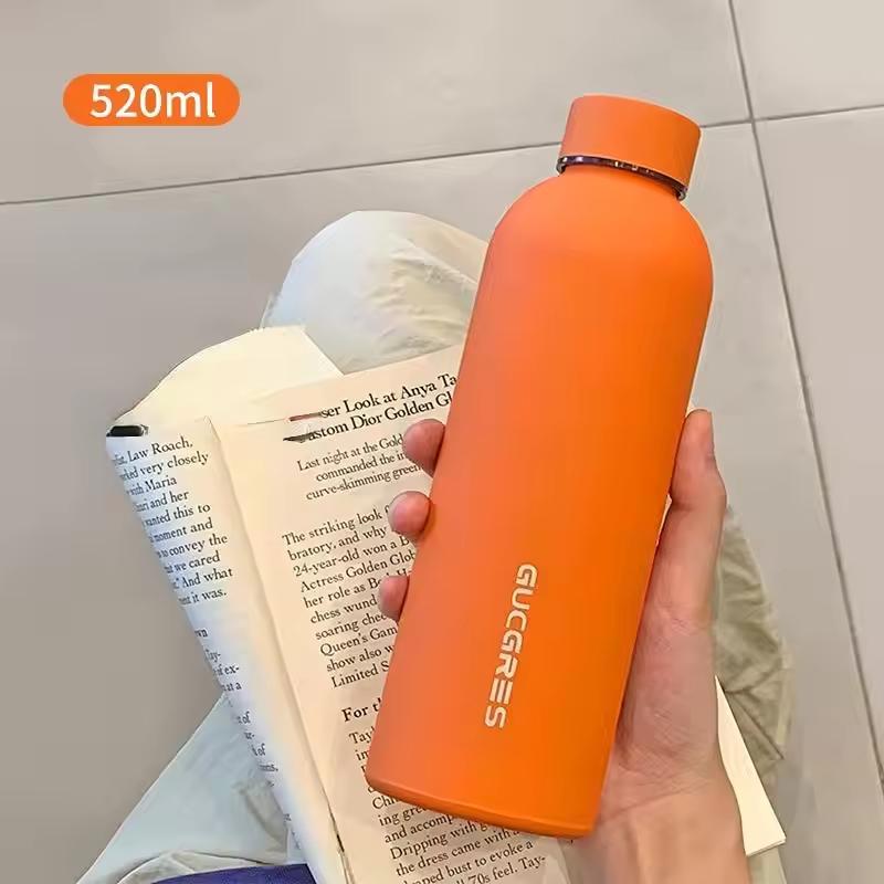 520ml Insulated Bottle Solid Color Stainless Steel Jug with Lid Large Capacity Ice Coffee Cup Portable for Driving Travel Home