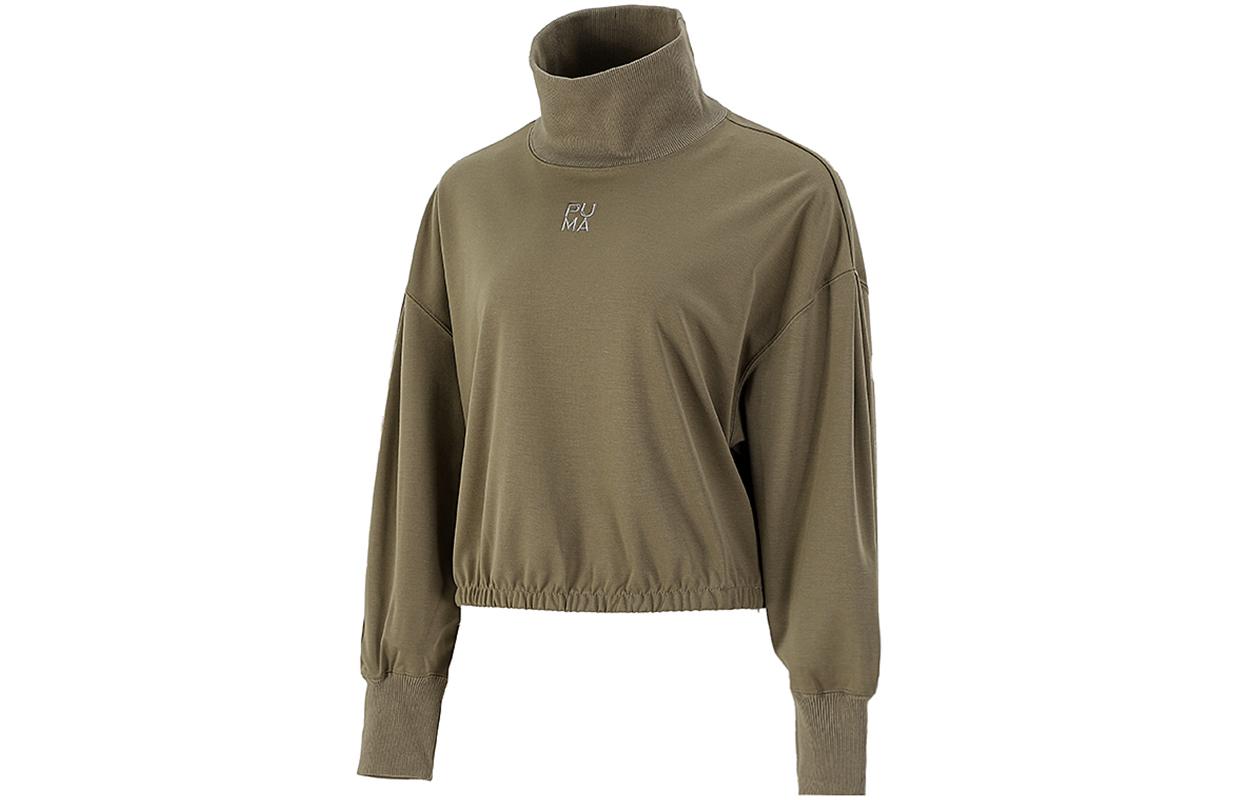 PUMA Sweatshirts Women s Green Turtleneck Moderate Regular 531926-43 XS