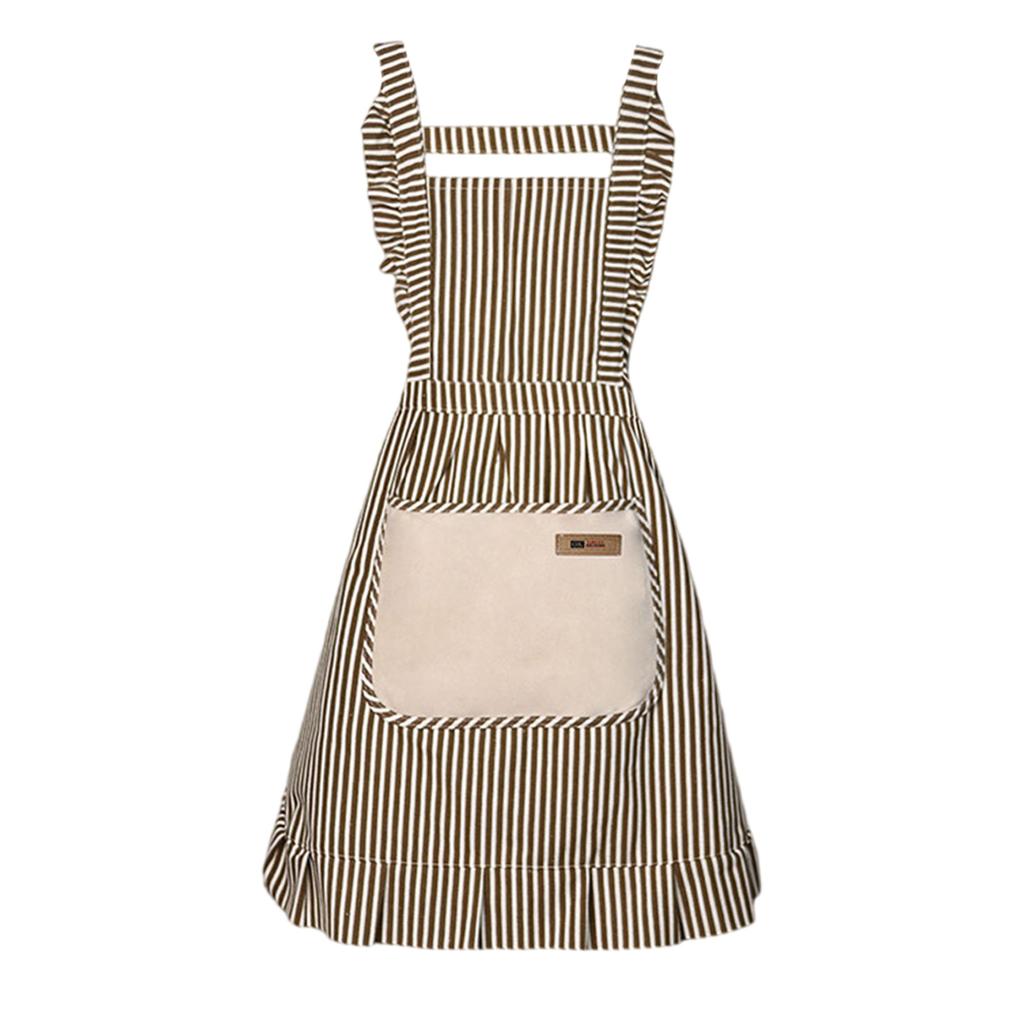 Lace Apron Cotton Linen Blend Elastic Bands Kitchen Cooking Baking Accessory