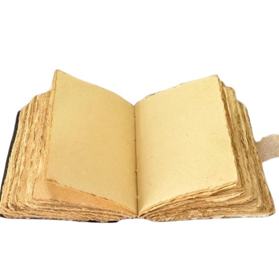 Handmade Black Cat Leather Journal | 5x7" Mystic Notebook | 200 Deckle Edge Pages | Moon & Floral Design Diary with Lock | Vintage Witchy Writing Book