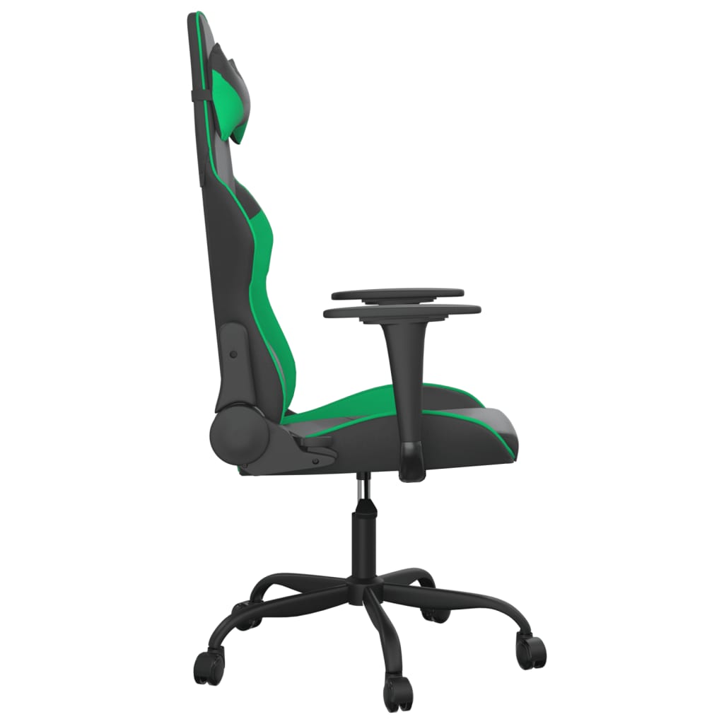 Gaming Chair with Massage Function Black and Green Artificial Leather
