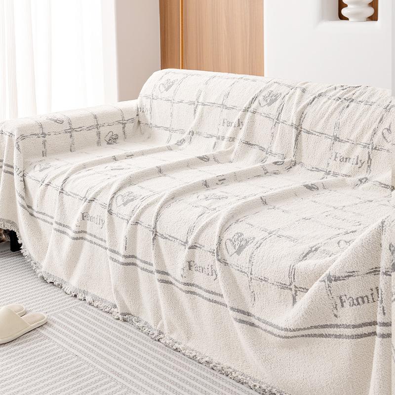 Plush Yarn Sofa Towel All-Inclusive Sofa Cover Dust Cover Living Room Straight Row Sofa One Piece Cover Cloth Anti-Scratching