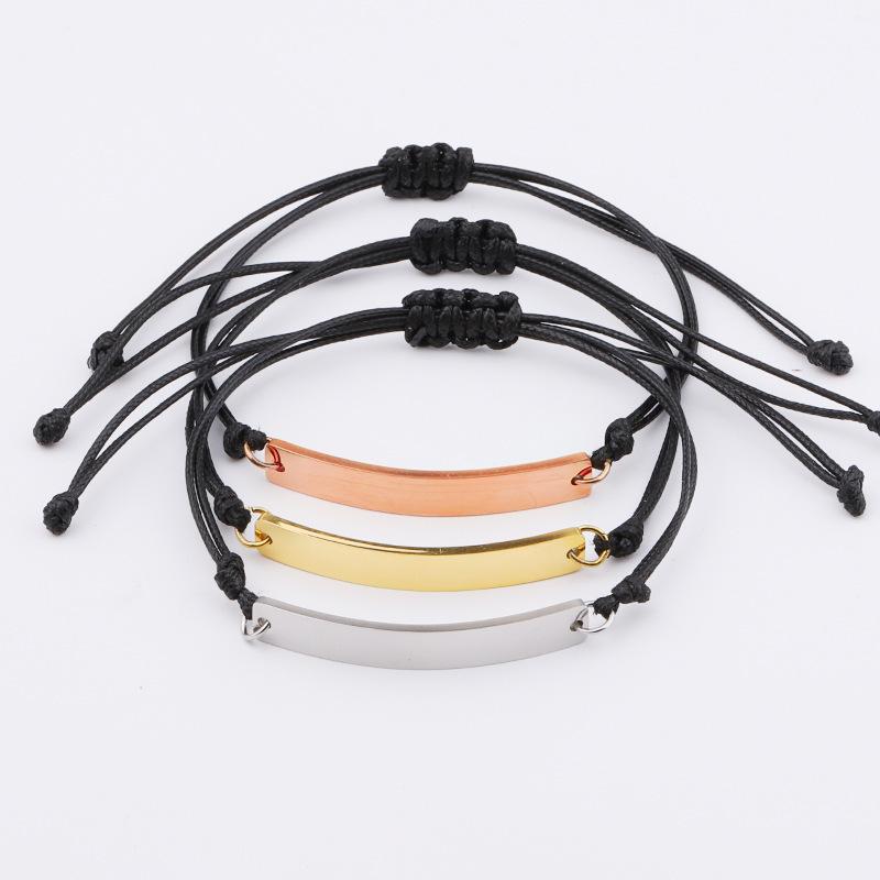 10Pcs/Lot Curved Strip Charm Bracelets Mirror Polish Stainless Steel Adjustable Bracelets For Women's Christmas Jewelry