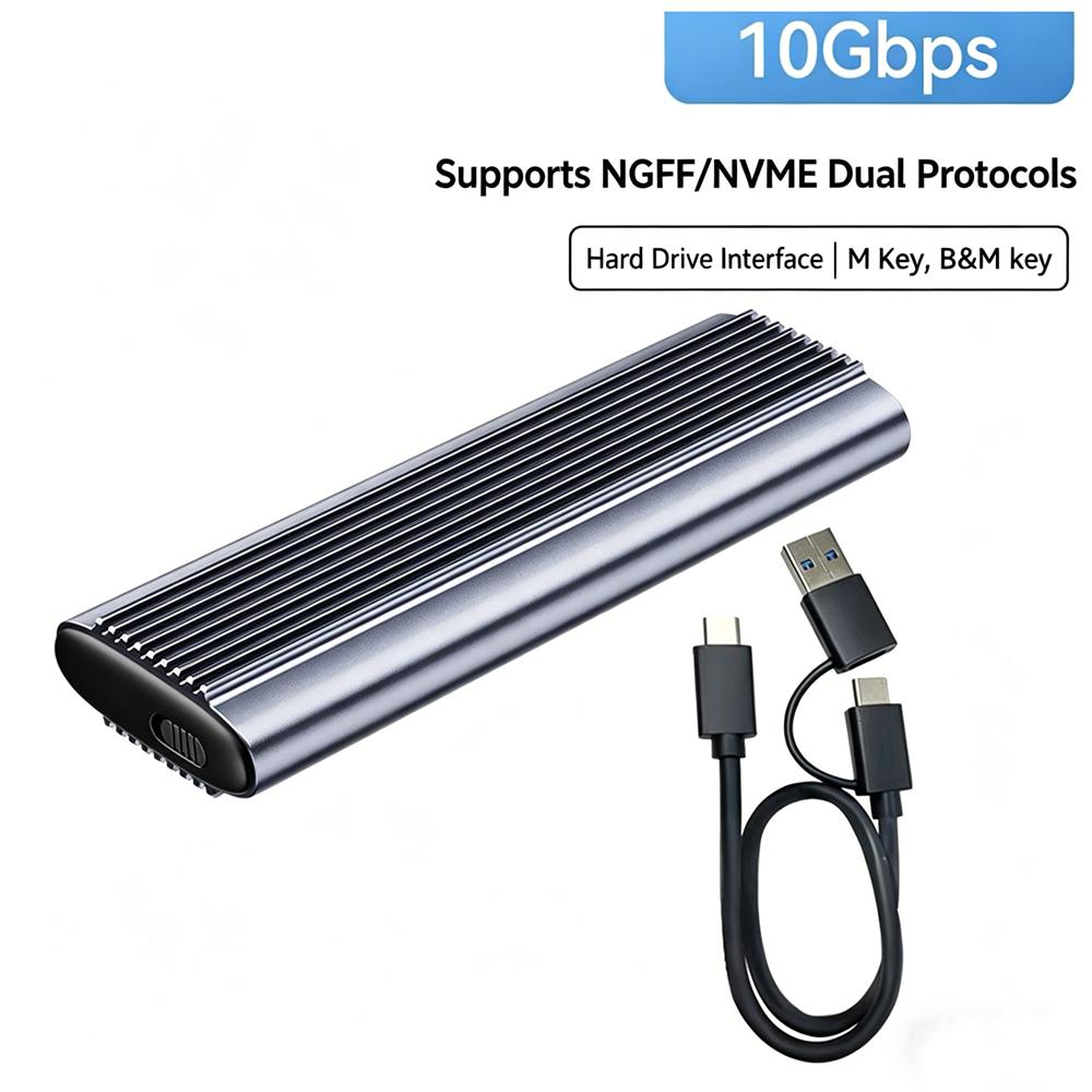 M.2 SSD Enclosure NVMe SATA Aluminum Alloy Dual Protocol M2 SSD Case 10Gbps USB 3.1 SSD Box Tool Free Laptop Computer