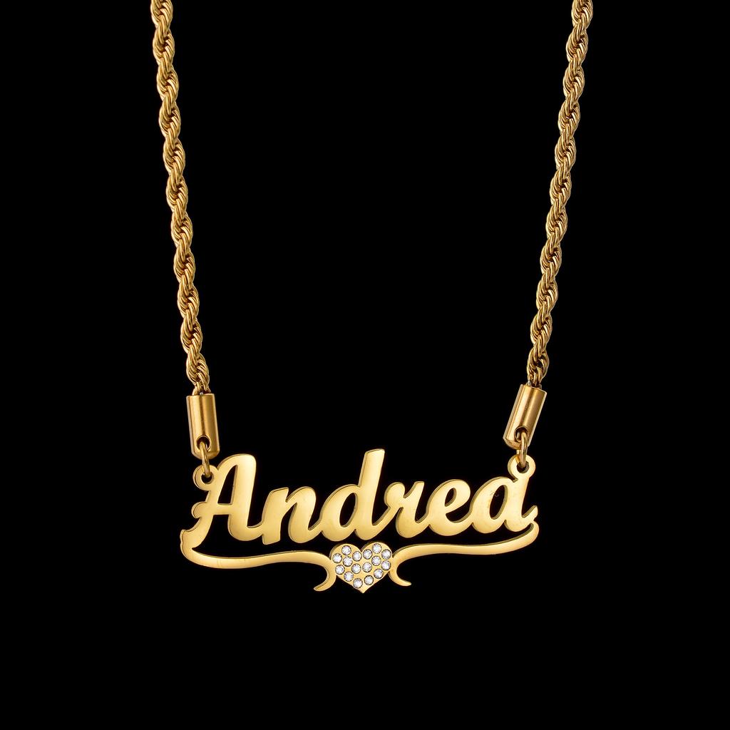 Atoztide Custom Name Necklace for Women Zircon Heart Butterfly Stainless Steel Jewelry Choker Chain Personalized Birthday Gift