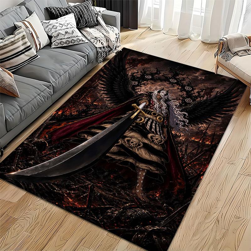 Dark Angel Warrior Design Carpet suitable as a non-slip mat for the living room or bedroom sofa