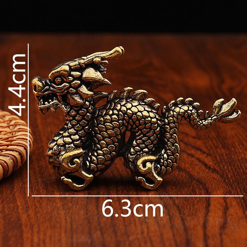 

Retro Brass Ruilong Ornament Crafts Home Furnishings Opening Gifts Tea Table Decoration Zodiac Dragon Bronze Sculpture
