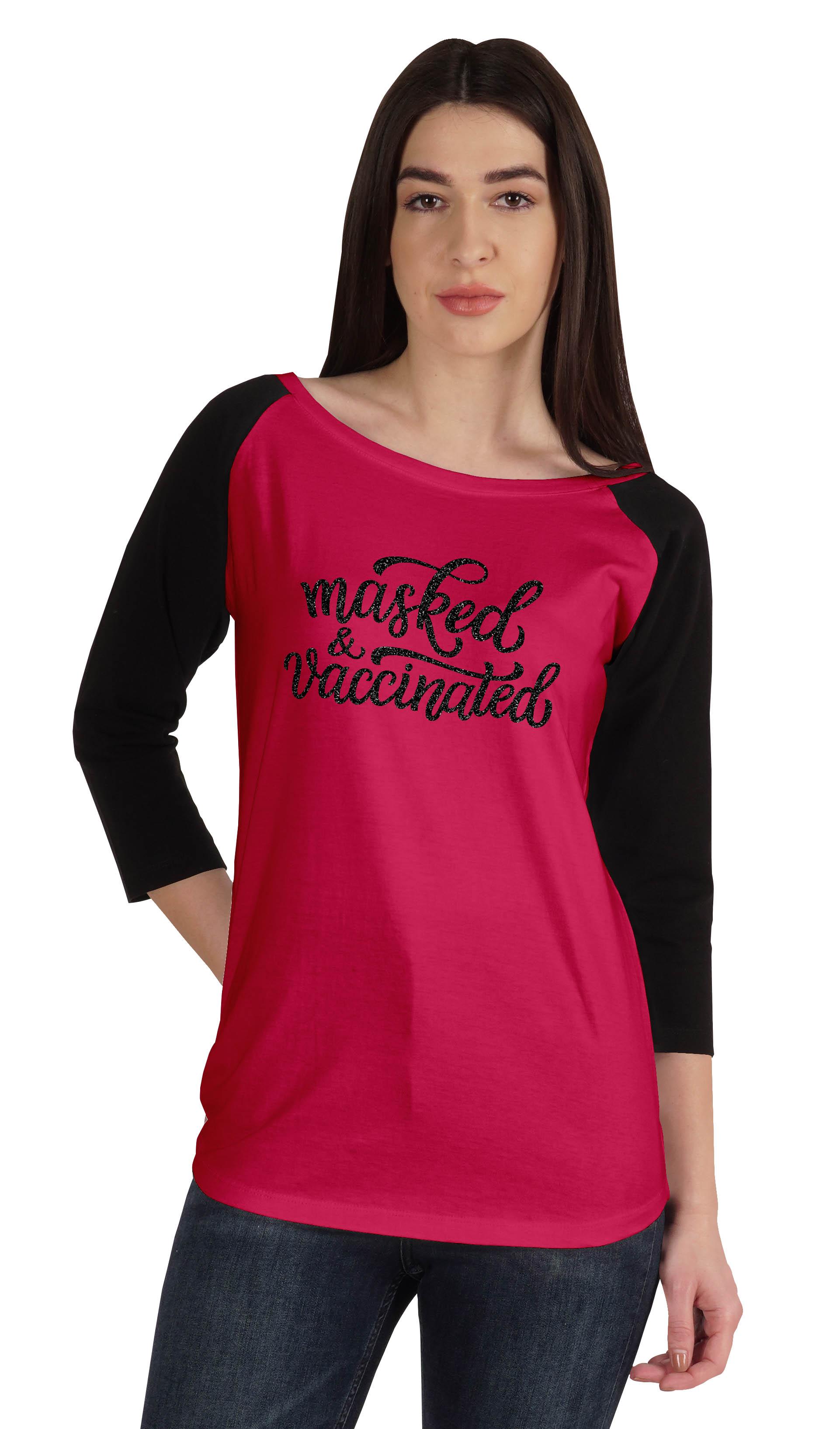 

Inkmeso Графічна футболка в масках і щеплених, смішна жіноча верхня сорочка про вакцинацію XXL рожевий