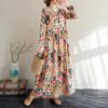 Travel Round Neck Vintage Long Flesh Covering Dresses