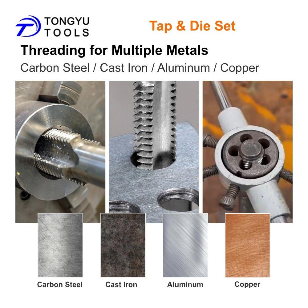 12Pcs Metric Tap and Die Set M6-M12 Thread Repair Re-threading Tool Kit with Tap Wrench Die Stock