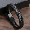 Vintage Men's Leather Bracelet with Magnetic Buckle - European & American Style Cowhide Accessory