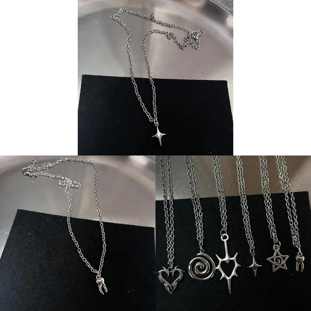 Geometric Alloy Pendant Necklace Set With Cross Chain For Fashionable Women